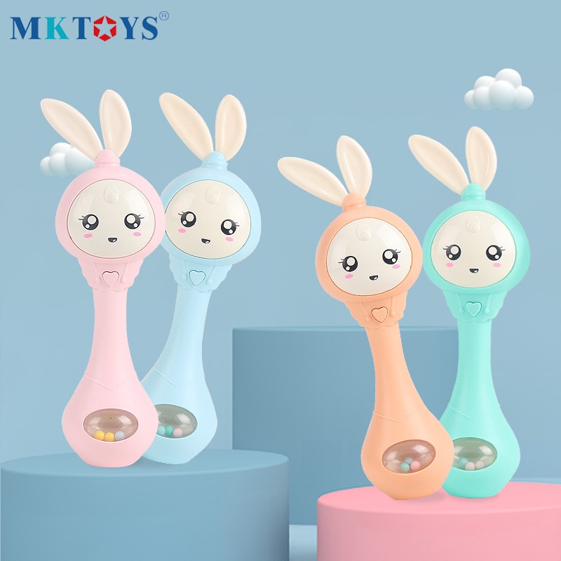 Bunny Rattle with Music and Light Teether